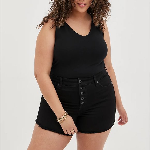 Torrid Plus Size 5 Black Deep V-Neck Foxy Tank - Picture 3 of 5